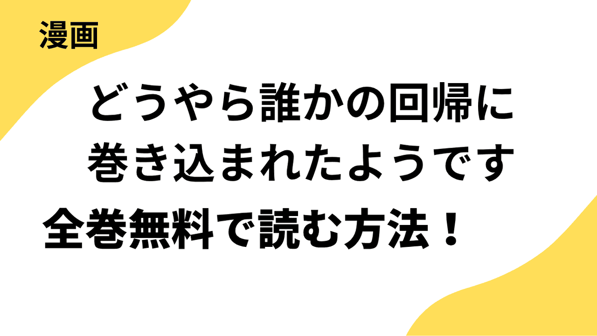 どうやら誰かの回帰に巻き込まれたようですを全巻無料で読む方法！【幻冬舎コミックス】