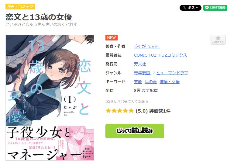 まんが王国-恋文と13歳の女優